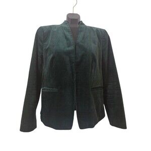 J.Crew Velvet Emerald Green Blazer Womens 14 Holiday Party Business Lined Modern